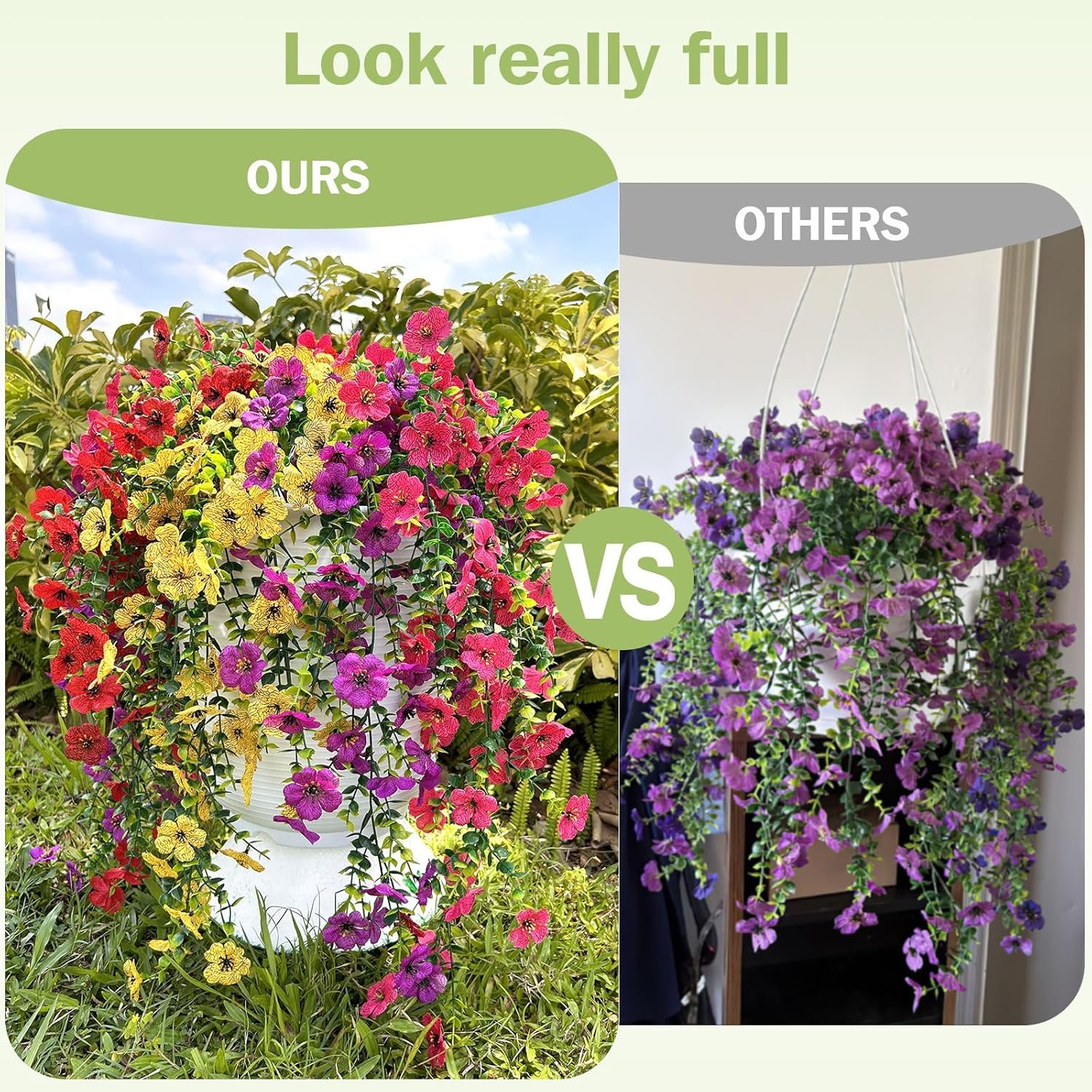 Artificial Hanging Flowers for Outdoors Faux Plants for Spring Summer Decoration,6 Bundles UV Resistant Realistic Silk Flowers Indoor Outside Garden Porch Patio Balcony Yard Farmhouse - Image 5