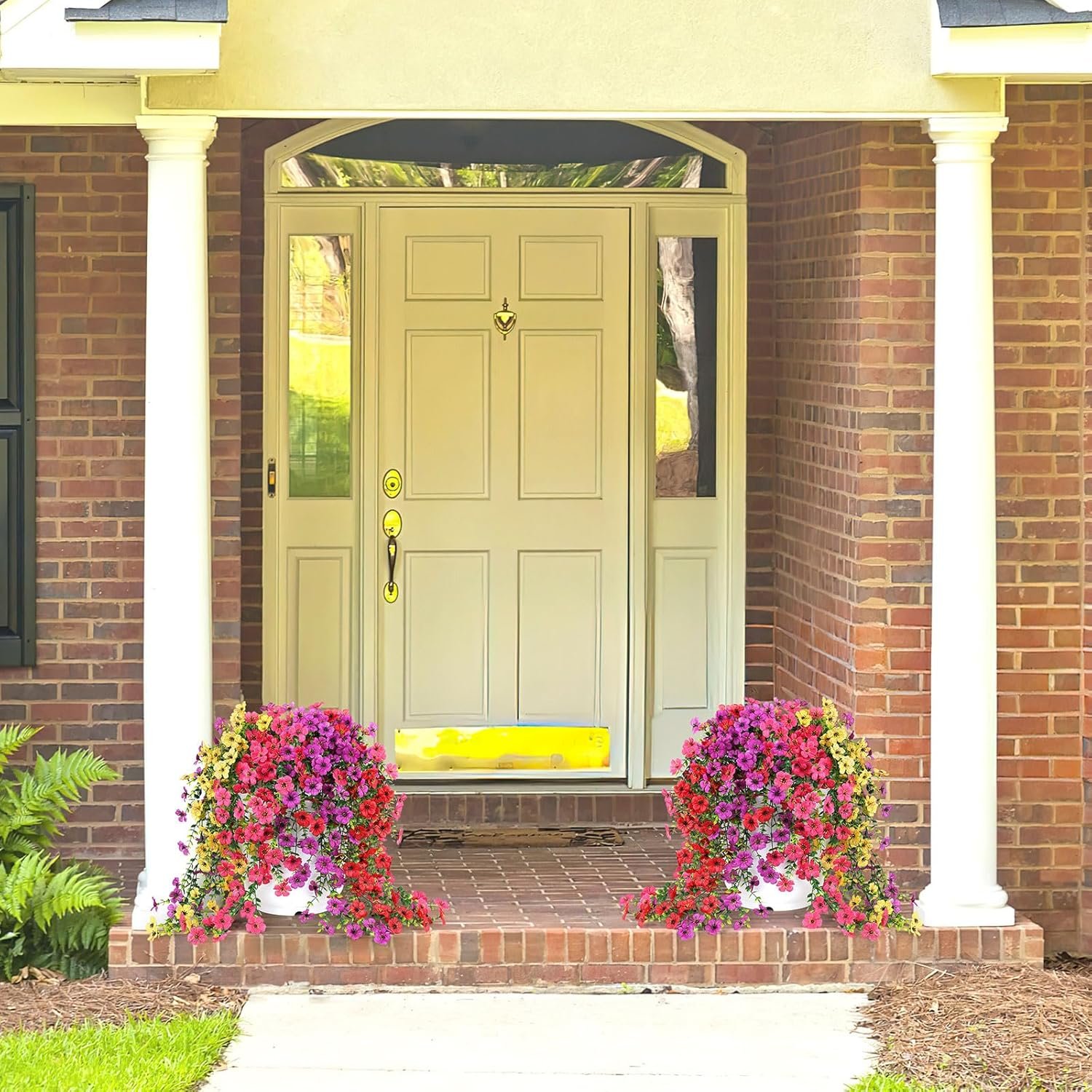 Artificial Hanging Flowers for Outdoors Faux Plants for Spring Summer Decoration,6 Bundles UV Resistant Realistic Silk Flowers Indoor Outside Garden Porch Patio Balcony Yard Farmhouse - Image 6