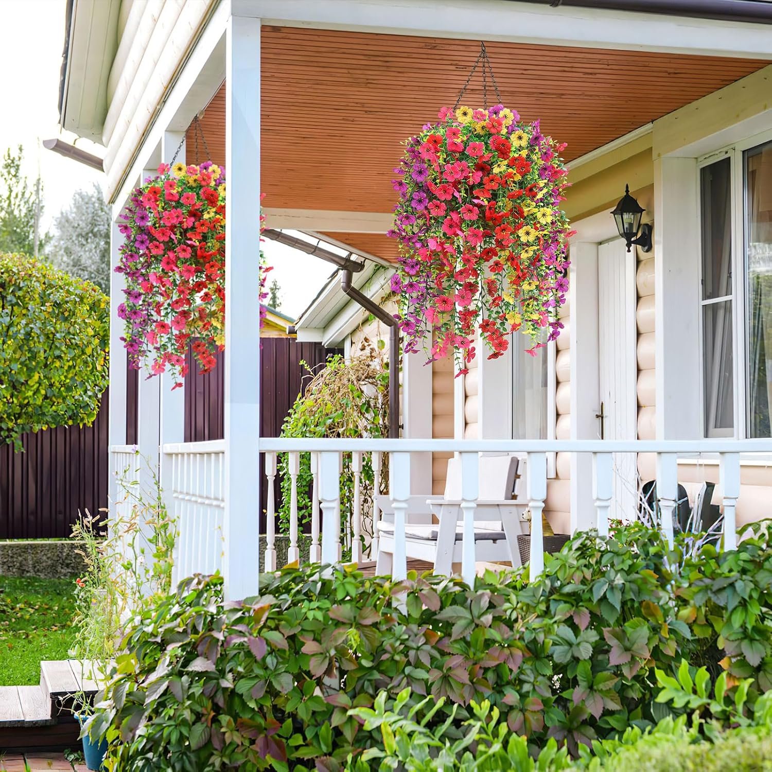 Artificial Hanging Flowers for Outdoors Faux Plants for Spring Summer Decoration,6 Bundles UV Resistant Realistic Silk Flowers Indoor Outside Garden Porch Patio Balcony Yard Farmhouse - Image 7