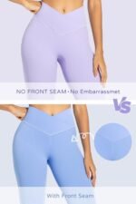 Sunzel Womens Flare Leggings No Front Seam Flare Yoga Pants with Tummy Control Crossover High Waist - 28" / 30" / 32" / 34" - Image 4