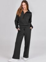 ANRABESS Women 2 Piece Outfits 2025 Fall Fashion Airport Wide Leg Pants Lounge Set Leisure Travel Vacation Clothes Sweatsuits - Image 3