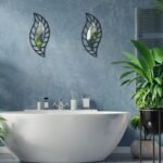 Roowest 2 Pcs Decorative Mirror Wall Decor Leaf Teardrop Mirror Wall Mounted Decorations for Living Room Bedroom Bathroom Vanity Entryway Office(Black) - Image 6