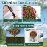 Artificial Plants Outdoor - 18" Wide Set of 2 Faux Boxwood Plants for Outdoor Planters, UV Resistant Artificial Topairy Ball Trees with Spike for Front Porch Decor - Image 5