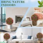 Artificial Plants Outdoor - 18" Wide Set of 2 Faux Boxwood Plants for Outdoor Planters, UV Resistant Artificial Topairy Ball Trees with Spike for Front Porch Decor - Image 7