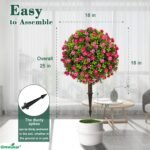 Artificial Plants Outdoor - 18" Wide Set of 2 Faux Boxwood Plants for Outdoor Planters, UV Resistant Artificial Topairy Ball Trees with Spike for Front Porch Decor - Image 8