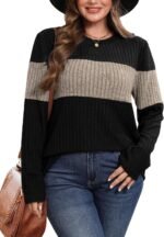 WIHOLL Womens Sweaters Trendy Color Block Tops Long Sleeve Shirts Fall Outfits Early Fall Fashion 2025 Winter Clothing - Image 6