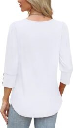 OFEEFAN Womens Tops 3/4 Sleeve with Buttons Dressy Casual Blouses Summer Outfits Beach Vacation Plus Size Spring Clothes - Image 6