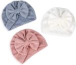 QandSweet 0-24 Months Newborn Girls' Hats Cotton and Linen Cap Infant Big Bow Hat Baby Shower - Image 5