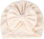QandSweet 0-24 Months Newborn Girls' Hats Cotton and Linen Cap Infant Big Bow Hat Baby Shower - Image 8