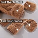 Newborn Baby Bear Outfit With Fold-Over Mittens and Footies Girls Boys Winter Fleece Clothes Hooded Romper Snowsuit - Image 3