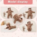 Newborn Baby Bear Outfit With Fold-Over Mittens and Footies Girls Boys Winter Fleece Clothes Hooded Romper Snowsuit - Image 5
