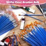 Small Paint Brushes Bulk, 160 Pcs Flat Tip Round Acrylic Paint Brushes for Kids Classroom Acrylic Watercolor Canvas Face Painting Touch Up - Image 5