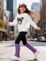 Kids Toddler Girls Clothes Figure Graphic Drop Shoulder Top Pullover Spotted Print Pants Fall Winter Outfit Set - Image 4