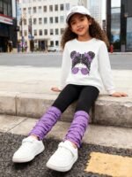 Kids Toddler Girls Clothes Figure Graphic Drop Shoulder Top Pullover Spotted Print Pants Fall Winter Outfit Set - Image 6