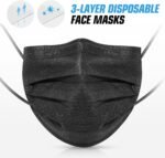 50 PCS Black Disposable Face Masks 3-Ply Filter Earloop Mouth Cover, Face Mask - Image 4