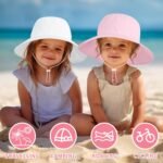 Baby Sun Hat Kids Summer UPF 50+ Toddler Bucket Hat Wide Brim Adjustable Beach Hats for Boys Girls Age 0-6 Years - Image 5
