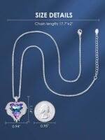 CDE Christmas Gifts for Women Angel Wings Necklace for Women with Birthstone, Love Heart Silver Tone/Gold Tone Pendant, Ideal Anniversary or Birthday Jewelry Gifts for Wife Girlfriend Her - Image 5
