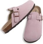 KIDMI Genuine Suede Clogs for Women Cork Footbed Sandals Leather Mules Potato Shoes with Arch Support - Image 7