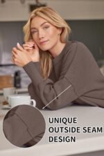 LILLUSORY Women's Oversized Batwing Sweaters 2025 Fall Outfits Trendy Crewneck Knit Side Slit Fashion Pullover Tops - Image 5