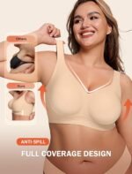 Bras for Women Supportive Wireless Push Up Bra Full Coverage No Underwear Seamless Plus Size for Older Women - Image 4