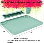 Silicone Painting Mat with Cup and Palette Detachable, 17"X13" Thick Silicone Craft Mat with Raised Edge for Artist, Kids Painting Station Silicone Creator Mat, Pack of 2, Purple & Green - Image 3