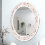 Mosaic Mirrors for Wall 24 Inch, Natural Mother of Pearl Inlay White Framed Round Mirror for Bathroom, Bedroom or Entryway - Image 6