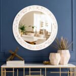 Mosaic Mirrors for Wall 24 Inch, Natural Mother of Pearl Inlay White Framed Round Mirror for Bathroom, Bedroom or Entryway - Image 7