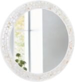 Mosaic Mirrors for Wall 24 Inch, Natural Mother of Pearl Inlay White Framed Round Mirror for Bathroom, Bedroom or Entryway - Image 8