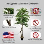 Cypress & Alabaster Handmade 6ft Italian Black Olive Leaf Artificial Tree with Ethically Sourced Real Wood Trunks, Hypoallergenic, 6-Foot, Green - Image 6