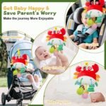 Red Crab Baby Toy - Clip-On Hanging Sensory Toy for Car Seat, Stroller, Gym with Squeaker, Crinkle, Rattle, Mirror & Teether | Soft Plush 18 Months Infant Developmental Toy for Tummy Time (Red) - Image 7