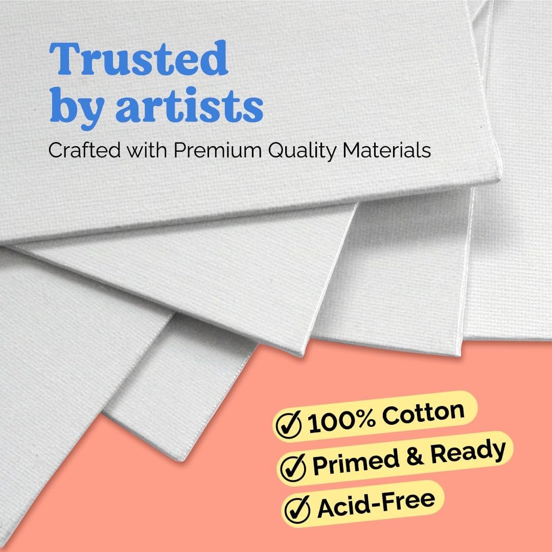 Chalkola Canvas for Painting - (20 Bulk Pack, 5x7, 8x10, 9x12, 11x14 inch) | 100% Cotton Panels, Primed Blank Canvases for Painting for Kids & Adults - Paint Canvas Boards for Acrylic, Oil, Watercolor - Image 4