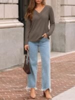 AUTOMET Long Sleeve Shirts for Women Tops V Neck Casual Top Comfortable Shirt Soft Basic Tees Women Blouses - Image 7