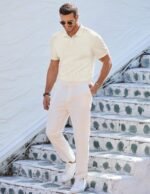 JMIERR Mens Casual Polo Shirt Summer Short Sleeve Vacation Button Beach Knit Stretchy Golf Shirts - Image 5