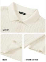 JMIERR Mens Casual Polo Shirt Summer Short Sleeve Vacation Button Beach Knit Stretchy Golf Shirts - Image 6