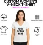 Personalized Women's V-Neck T-Shirt – Custom Image & Text, Design Your Own Front & Back Print, Customizable Tee Gift - Image 3