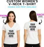 Personalized Women's V-Neck T-Shirt – Custom Image & Text, Design Your Own Front & Back Print, Customizable Tee Gift - Image 4