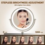 8" Wall Mounted Lighted Makeup Mirror, 3000mAh Rechargeable Double Sided 1X/10X Magnifying Mirror with Hook, 3 Color Lights Touch Dimmable 360° Rotation Vanity Mirror for Bathroom - Image 6