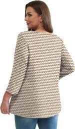 3/4 Length Sleeve Womens Tops 2025 Blouses for Women Dressy Casual Fashion Clothing V Neck Babydoll Tops Fall Outfits - Image 6