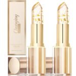 2Pcs Transferproof Color Changing Lipstick,Gold Crystal Color Changing Lipstick,Long Lasting 24 Hours Moisturizing Glossy Shine Lip Gloss for Women - Image 2