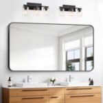 30x55 inch Bathroom Mirror,Black Rectangle Mirror,Wall Mounted Bathroom Frame Vanity Mirror with Round Corner for Bedroom Living Room, Entryway Hangs Horizontal or Vertical - Image 2