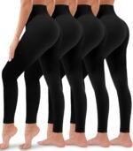 4 Pack Leggings for Women Butt Lift High Waisted Tummy Control No See-Through Yoga Pants Workout Running Leggings - Image 2