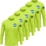 5 Pack Custom Dry Fit Long Sleeve Shirts for Men, Add Your Logo Front & Back Printing, Customized Moisture Wicking Sun Protection UV Workwear T-Shirts Black - Image 2