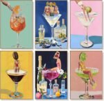 6 Pack Paint by Numbers Kit for Adults Beginners - 8x12 Inch Cocktail Adult Paint by Number Kits on Canvas, Cocktail DIY Acrylic Oil Number Painting Kits for Adults, Perfect for Gift Home Decor - Image 2