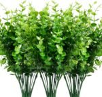 9 Bundles Fake Plants Artificial Boxwood Greenery 63 Stems Fade Resistant Faux Plastic Plants for Garden Farmhouse Porch Patio Window Box Wedding Office Home Indoor Outdoor Decor - Image 2