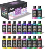 ABEIER Iridescent Acrylic Paint, Set of 18 Chameleon Colors, 2 oz/60ml Bottles, Color-shifting, Non-Toxic, High Viscosity, Blendable, Paints on Rocks Crafts Canvas Wood, Fabric, Ceramic & Stone - Image 2