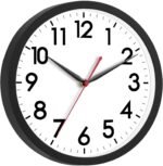 AKCISOT 12 Inch Wall Clock Silent Non-Ticking Modern Wall Clocks Battery Operated - Analog Classic Clock for Office, Home, Bathroom, Kitchen, Bedroom, School, Living Room(Black) - Image 2