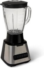 Amazon Basics 6-Cup (50 Fl. Oz) Countertop Blender, with 6 Pre-Programmed Functions, Pulse, Ice Crush, Stainless Steel Blades, Glass Jar, Up to 700W, Black & Silver - Image 2