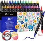 Artecho Acrylic Paint Markers 48 Colors, Acrylic Paint Pens with Brush Tip and Fine Tip for Stone, Rock Painting, Paper, Pumpkin, Wood, Egg, Canvas, Ceramic, Fabric, leather, Glass, DIY Crafts - Image 2
