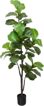 Artificial Fiddle Leaf Fig Tree 6ft, Large Faux Plant Fake Ficus lyrata Silk Trees with Pot for Indoor Outdoor House Living Room Office Home Decor - Image 2