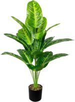 Artificial Plants in Pots Large Fake Tree Floor Faux Tropical Plants Decorative Greenry House Potted Tall for Home Office Living Room Decor Indoor Garden Outdoor (80cm Tropical Banana) - Image 2